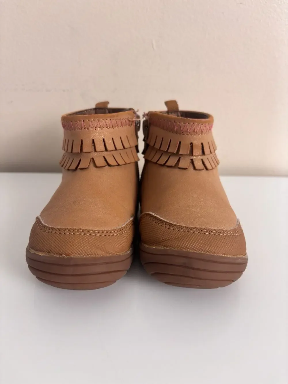 Stride Rite 360 Baby Girl’s Bianca Boot 6M Brown Fringe Faux Leather